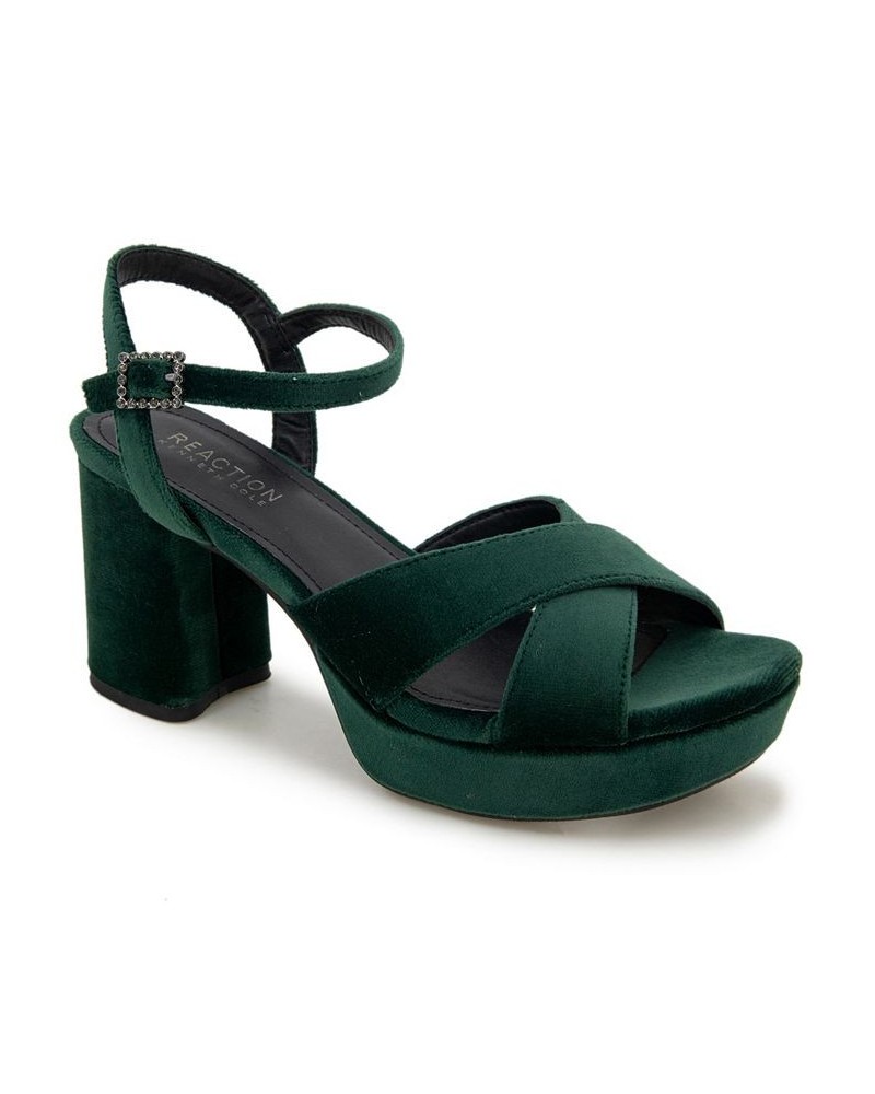 Women's Reeva Criss-Cross Platform Dress Sandals Green $32.70 Shoes