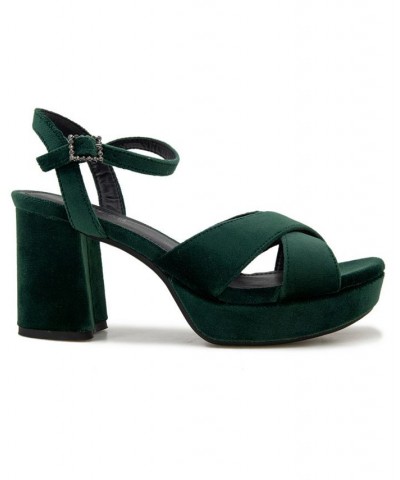 Women's Reeva Criss-Cross Platform Dress Sandals Green $32.70 Shoes