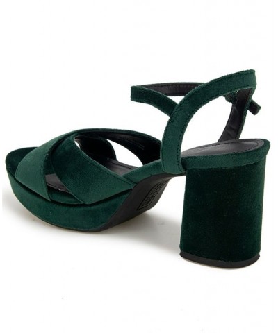 Women's Reeva Criss-Cross Platform Dress Sandals Green $32.70 Shoes