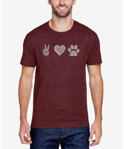 Men's Premium Blend Word Art Peace Love Dogs T-shirt Red $24.74 T-Shirts