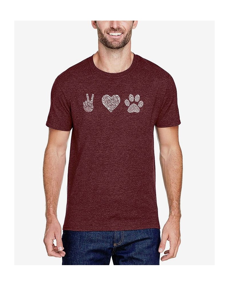 Men's Premium Blend Word Art Peace Love Dogs T-shirt Red $24.74 T-Shirts