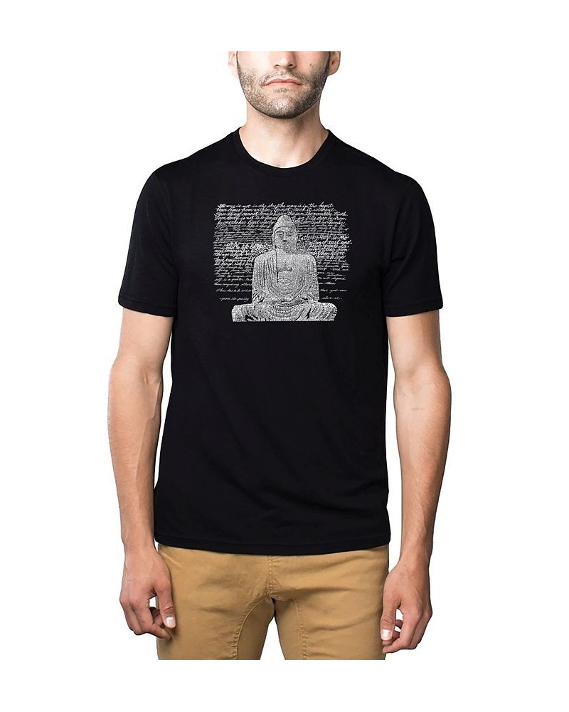 Men's Premium Word Art T-Shirt - Zen Buddha Black $22.05 T-Shirts