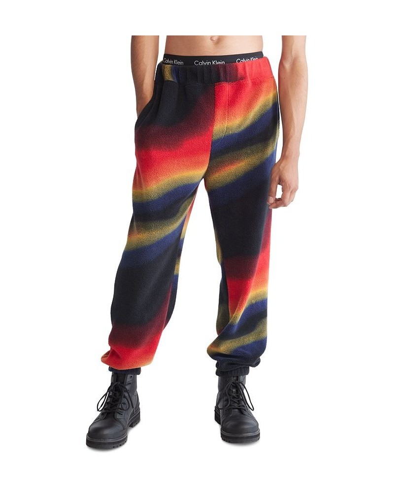 Men's Relaxed-Fit Printed Sherpa Joggers Red $30.96 Pants