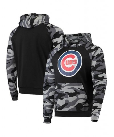 Men's Black Chicago Cubs Camo Raglan Pullover Hoodie $42.39 Sweatshirt