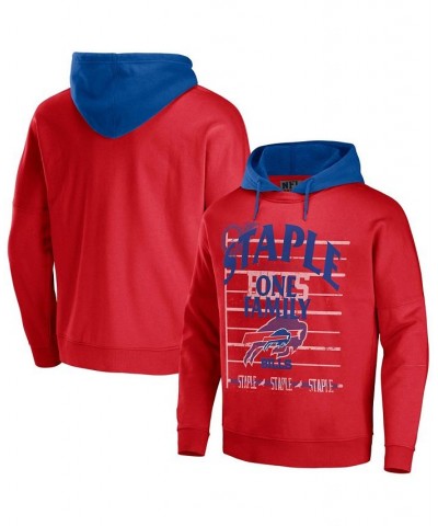 Men's NFL X Staple Red Buffalo Bills Oversized Gridiron Vintage-Like Wash Pullover Hoodie $37.95 Sweatshirt