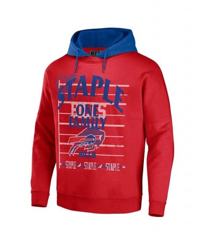 Men's NFL X Staple Red Buffalo Bills Oversized Gridiron Vintage-Like Wash Pullover Hoodie $37.95 Sweatshirt