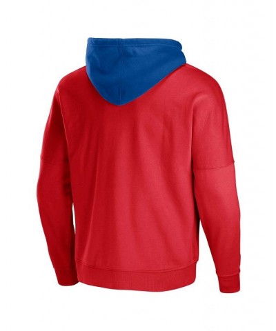 Men's NFL X Staple Red Buffalo Bills Oversized Gridiron Vintage-Like Wash Pullover Hoodie $37.95 Sweatshirt