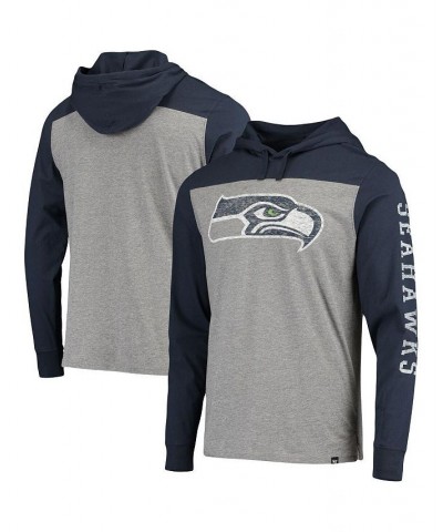 Men's Heathered Gray, Blue Seattle Seahawks Franklin Wooster Long Sleeve Hoodie T-shirt $21.93 T-Shirts