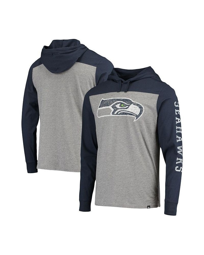 Men's Heathered Gray, Blue Seattle Seahawks Franklin Wooster Long Sleeve Hoodie T-shirt $21.93 T-Shirts