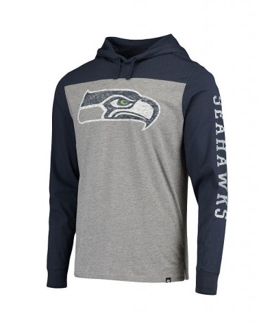 Men's Heathered Gray, Blue Seattle Seahawks Franklin Wooster Long Sleeve Hoodie T-shirt $21.93 T-Shirts