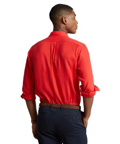 Men's Classic-Fit Linen Shirt Red $56.24 Shirts