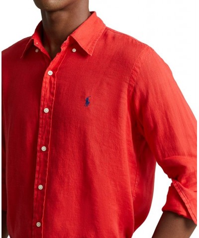 Men's Classic-Fit Linen Shirt Red $56.24 Shirts