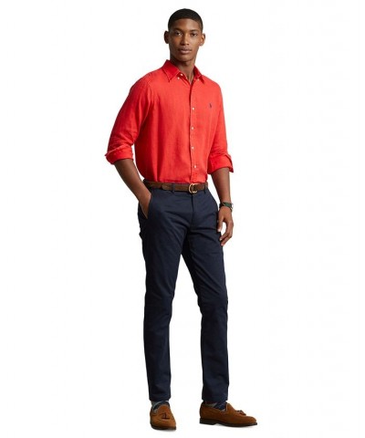 Men's Classic-Fit Linen Shirt Red $56.24 Shirts