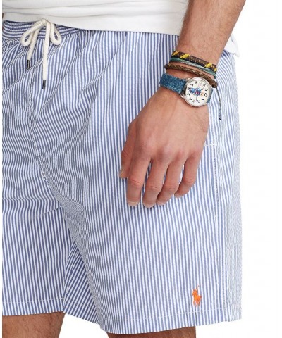 Men's Big & Tall Traveler Seersucker Swim Trunks Blue $34.65 Swimsuits