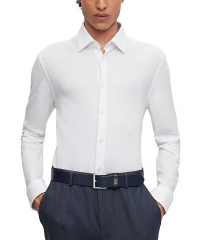 BOSS Men's Regular-Fit Pure-Cotton Jersey Shirt White $68.08 Shirts