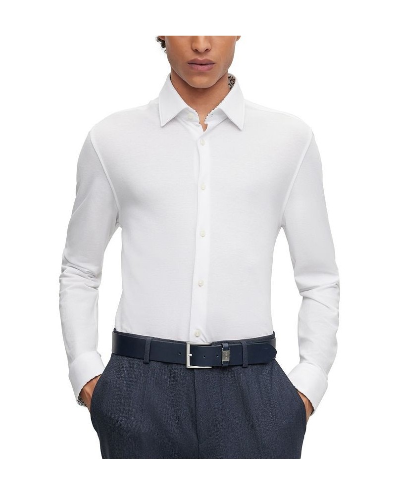 BOSS Men's Regular-Fit Pure-Cotton Jersey Shirt White $68.08 Shirts