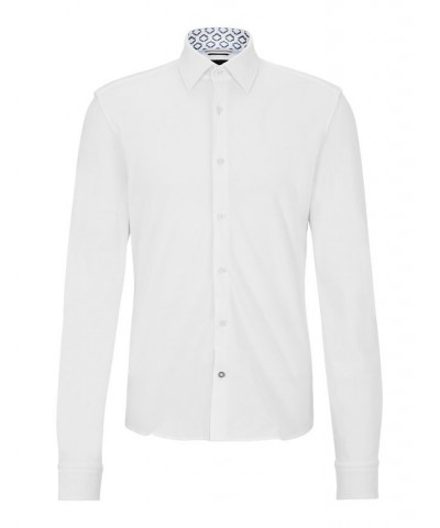 BOSS Men's Regular-Fit Pure-Cotton Jersey Shirt White $68.08 Shirts