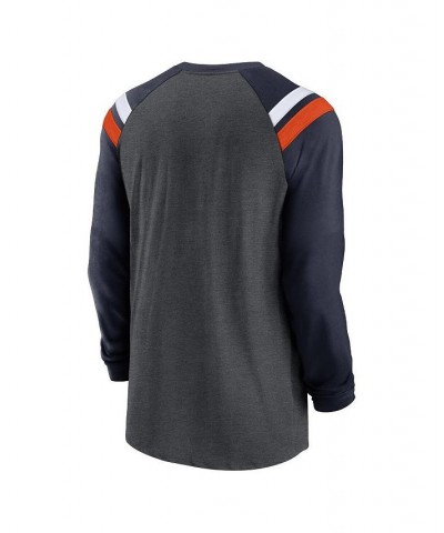 Men's Heathered Charcoal, Navy Chicago Bears Tri-Blend Raglan Athletic Long Sleeve Fashion T-shirt $33.79 T-Shirts