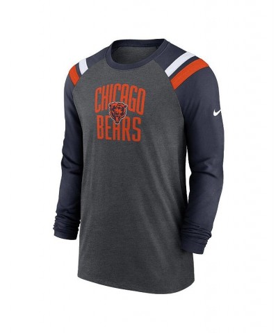 Men's Heathered Charcoal, Navy Chicago Bears Tri-Blend Raglan Athletic Long Sleeve Fashion T-shirt $33.79 T-Shirts