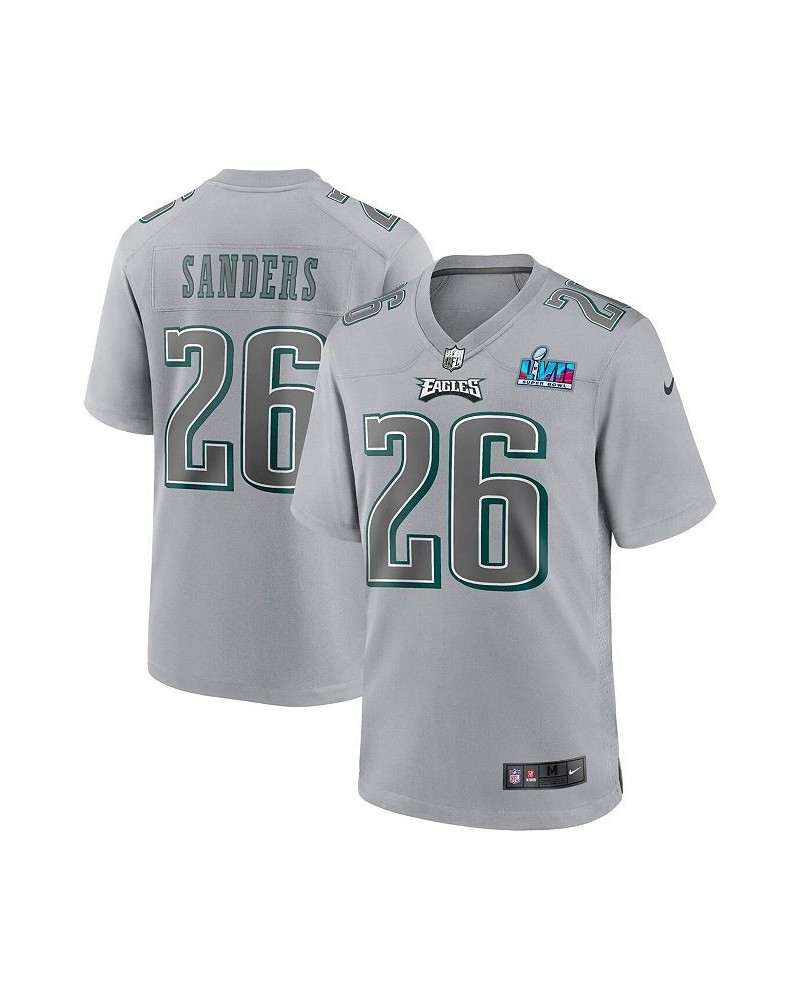 Men's Miles Sanders Gray Philadelphia Eagles Super Bowl LVII Patch Atmosphere Fashion Game Jersey $54.40 Jersey