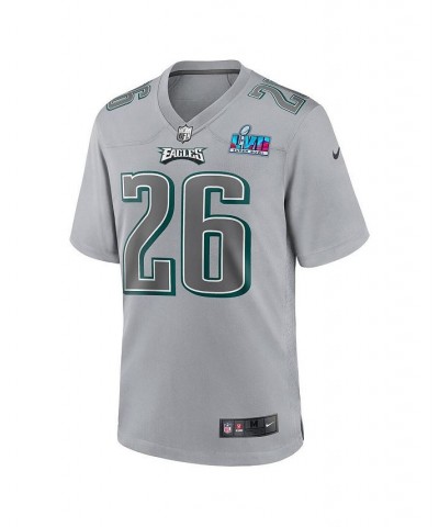 Men's Miles Sanders Gray Philadelphia Eagles Super Bowl LVII Patch Atmosphere Fashion Game Jersey $54.40 Jersey