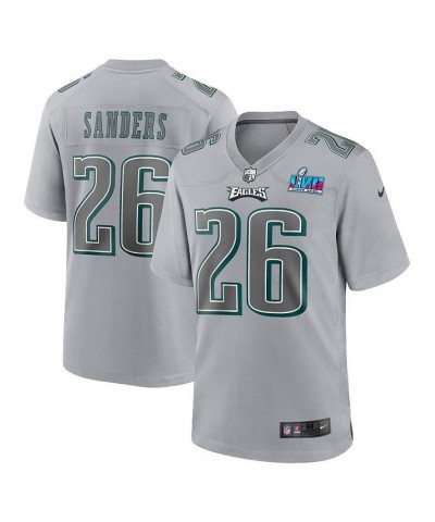 Men's Miles Sanders Gray Philadelphia Eagles Super Bowl LVII Patch Atmosphere Fashion Game Jersey $54.40 Jersey