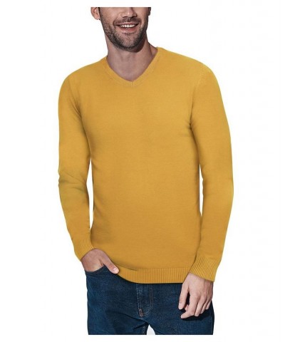 Men's Basic V-Neck Pullover Midweight Sweater Curry Yellow $21.15 Sweaters