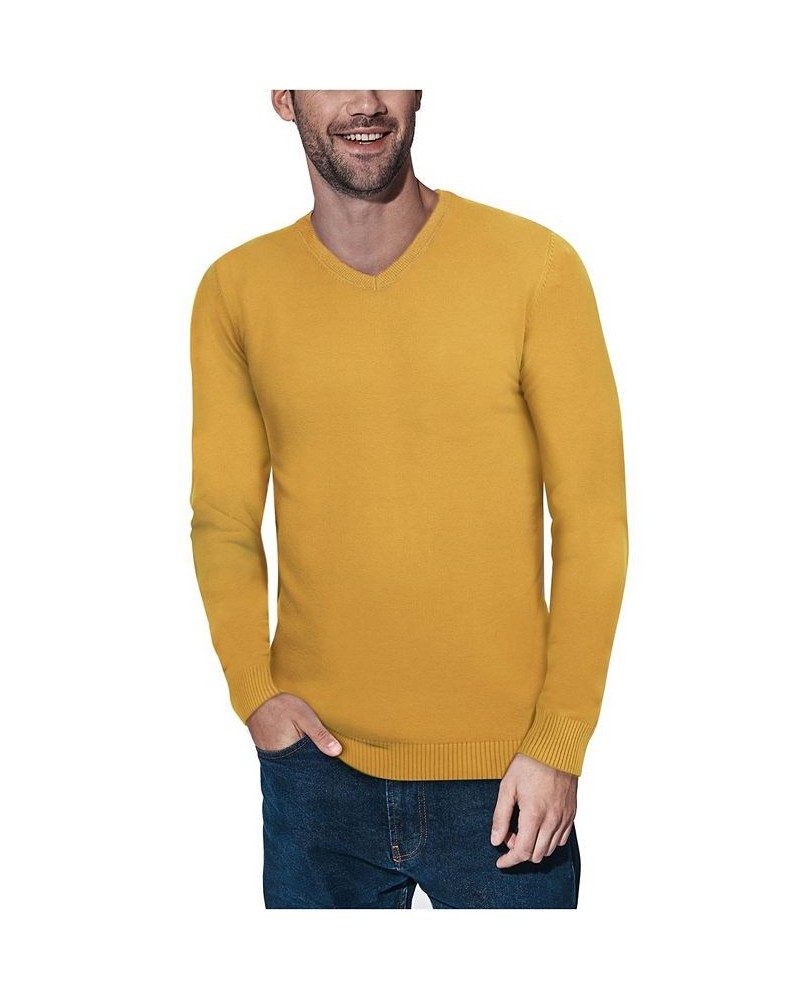 Men's Basic V-Neck Pullover Midweight Sweater Curry Yellow $21.15 Sweaters