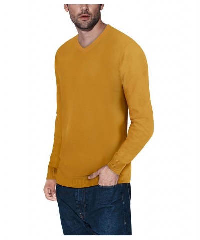 Men's Basic V-Neck Pullover Midweight Sweater Curry Yellow $21.15 Sweaters