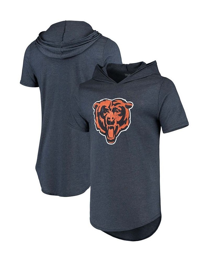 Men's Navy Chicago Bears Primary Logo Tri-Blend Hoodie T-shirt $30.59 T-Shirts