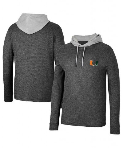 Men's Black Miami Hurricanes Ballot Waffle-Knit Thermal Long Sleeve Hoodie T-shirt $32.20 T-Shirts