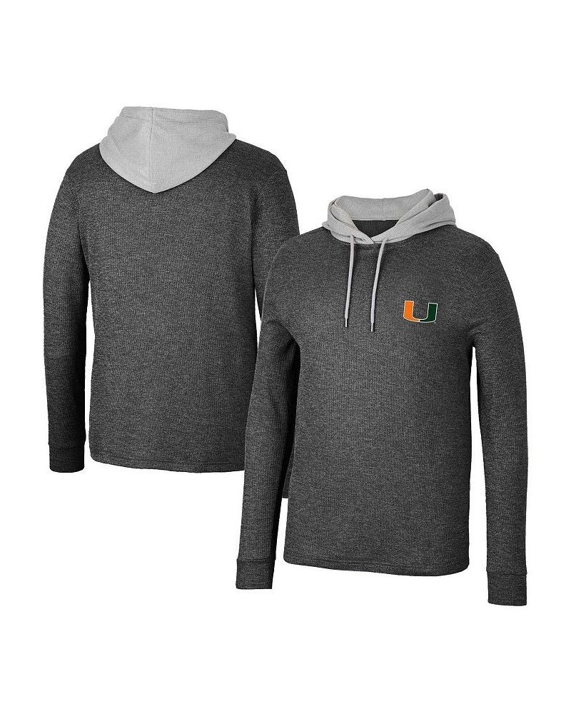 Men's Black Miami Hurricanes Ballot Waffle-Knit Thermal Long Sleeve Hoodie T-shirt $32.20 T-Shirts