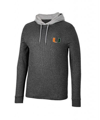 Men's Black Miami Hurricanes Ballot Waffle-Knit Thermal Long Sleeve Hoodie T-shirt $32.20 T-Shirts