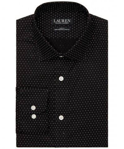 Men's Slim-Fit Non-Iron Performance Stretch Dash-Print Dress Shirt Black $27.30 Dress Shirts