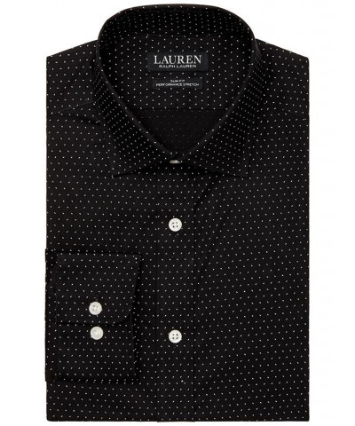 Men's Slim-Fit Non-Iron Performance Stretch Dash-Print Dress Shirt Black $27.30 Dress Shirts