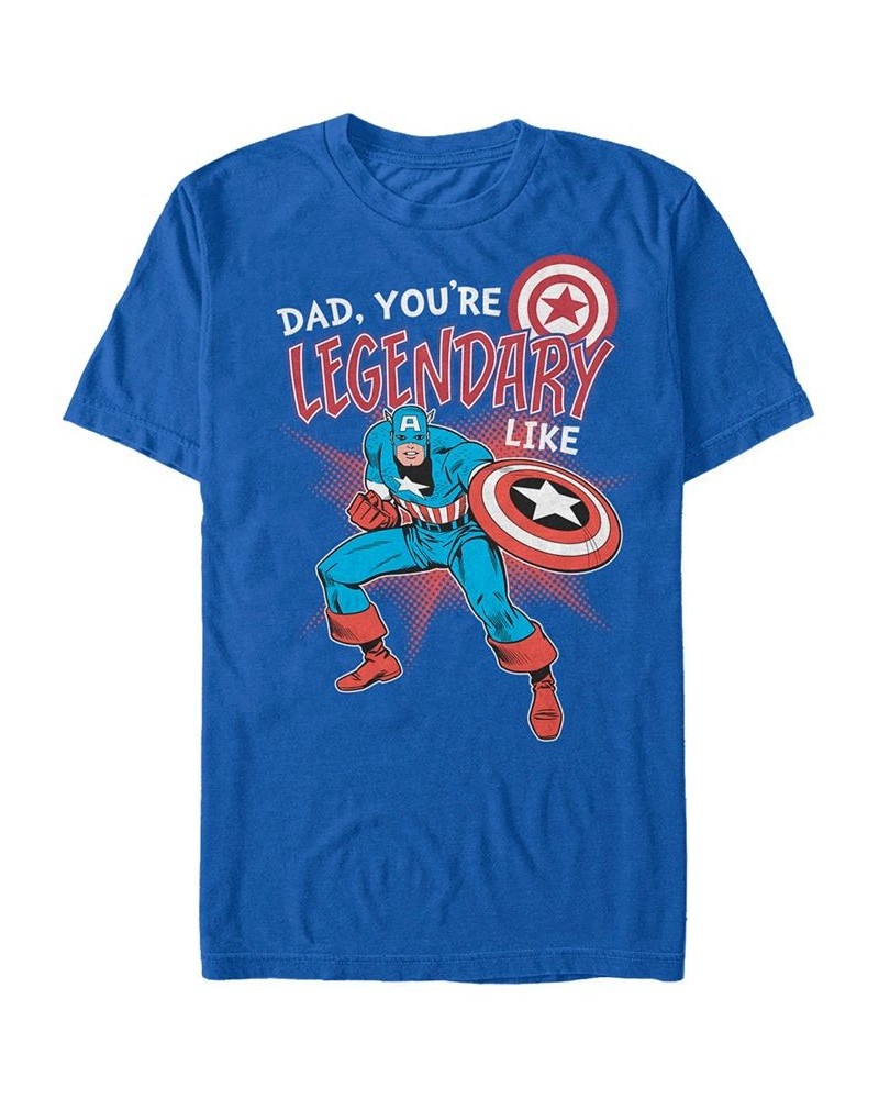 Marvel Men's Comic Collection Legendary Like Captain America Short Sleeve T-Shirt Blue $17.84 T-Shirts