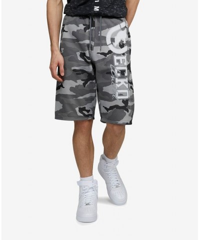 Men's Big and Tall Standardized Fleece Shorts Camo Gray $25.92 Shorts