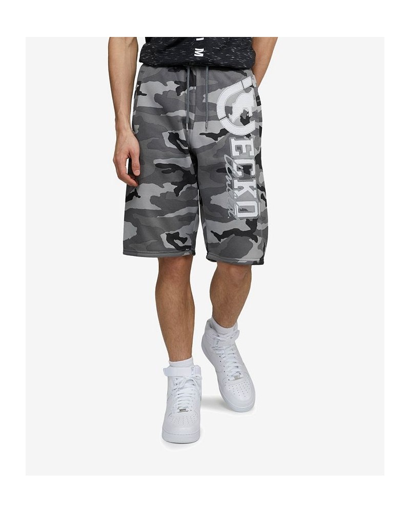 Men's Big and Tall Standardized Fleece Shorts Camo Gray $25.92 Shorts