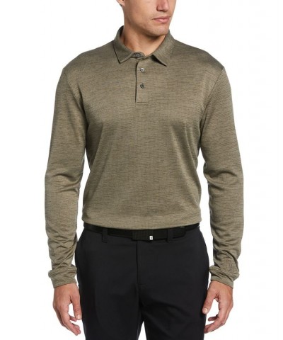 Men's Houndstooth Long Sleeve Golf Polo Shirt Green $19.95 Polo Shirts