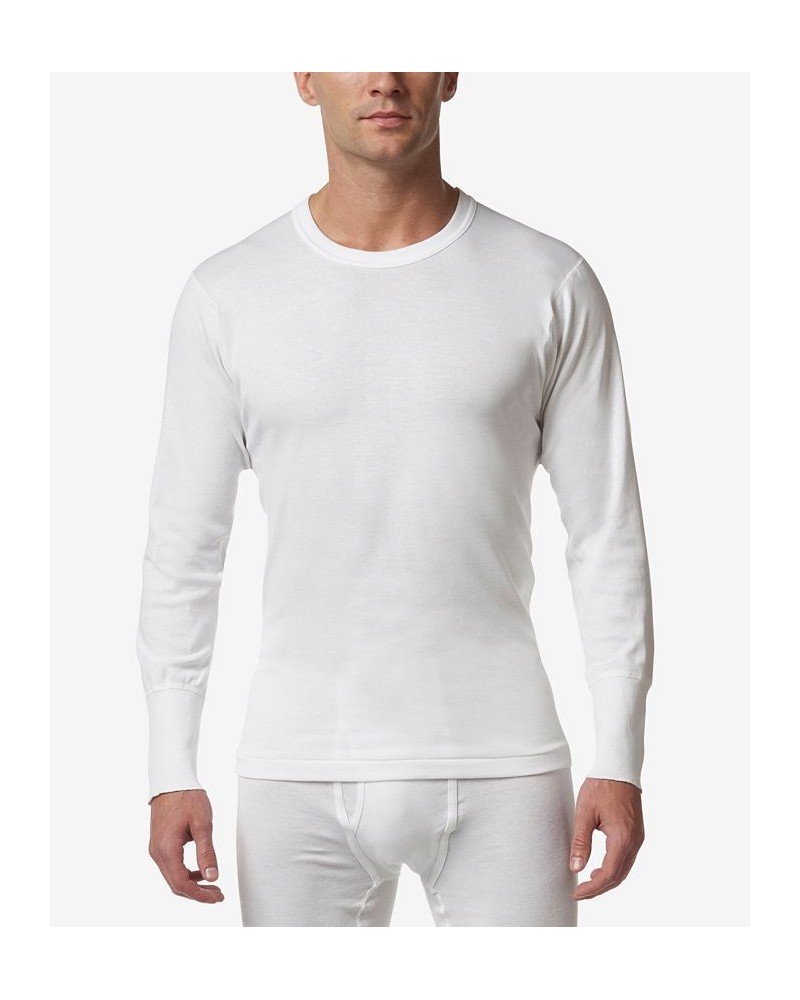 Men's Premium Cotton Rib Thermal Long Sleeve Undershirt White $31.61 Undershirt