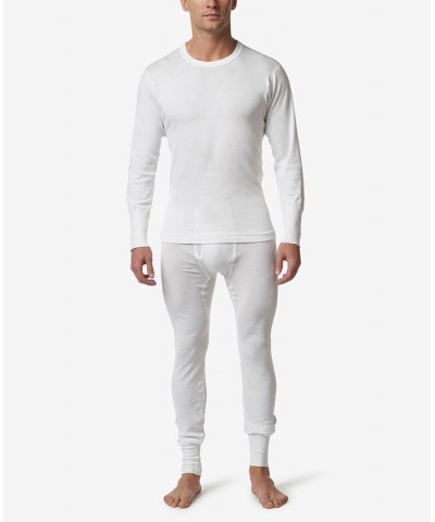 Men's Premium Cotton Rib Thermal Long Sleeve Undershirt White $31.61 Undershirt