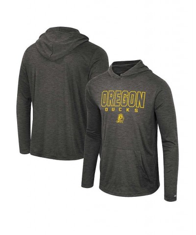 Men's Heather Black Oregon Ducks Slub Long Sleeve Hoodie T-shirt $37.09 T-Shirts