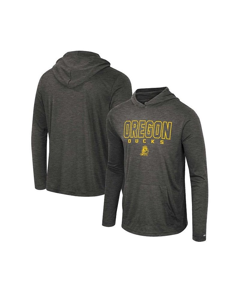 Men's Heather Black Oregon Ducks Slub Long Sleeve Hoodie T-shirt $37.09 T-Shirts