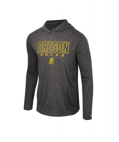 Men's Heather Black Oregon Ducks Slub Long Sleeve Hoodie T-shirt $37.09 T-Shirts