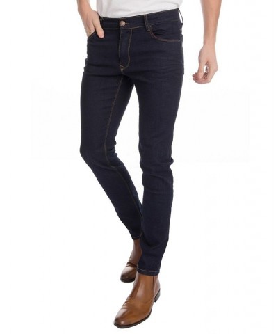 Men's Modern Tapered Fit Sleek Stretch Jeans Blue $49.50 Jeans