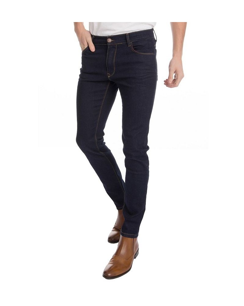 Men's Modern Tapered Fit Sleek Stretch Jeans Blue $49.50 Jeans