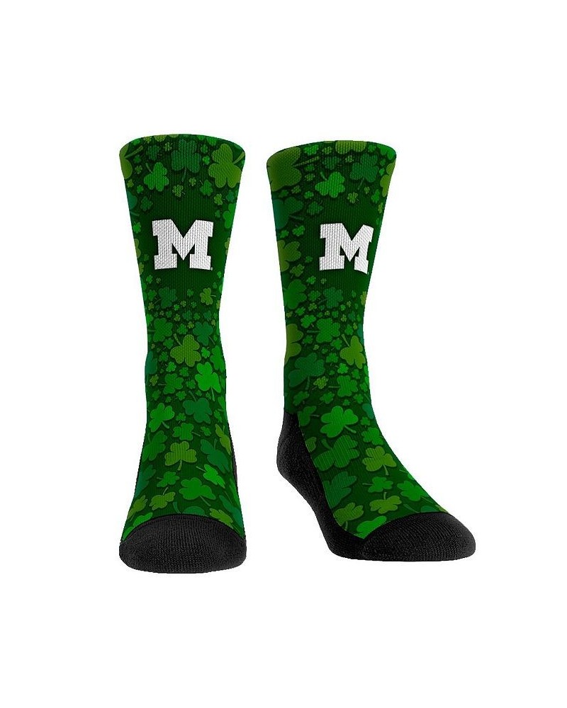 Men's and Women's Socks Michigan Wolverines St. Patrick's Day Shamrock Crew Socks $13.20 Socks