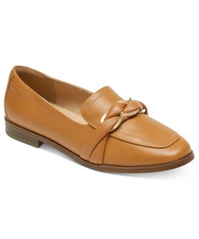 Women's Susana Woven Chain Slip-On Loafers Brown $33.62 Shoes