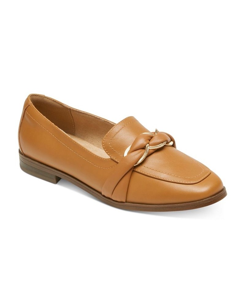 Women's Susana Woven Chain Slip-On Loafers Brown $33.62 Shoes