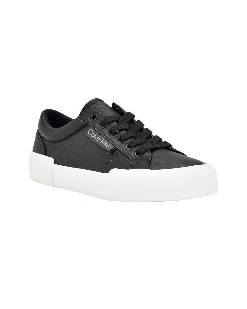 Women's Chanse Casual Lace Up Platform Sneakers Black $45.54 Shoes